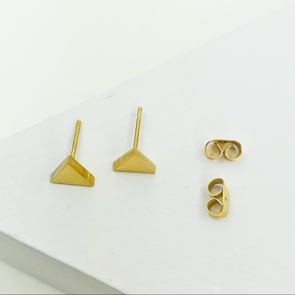 RESTOCKED Gold Triangle Studs - Picture 5 of 8
